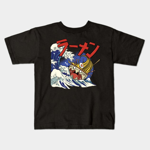 Great Ramen Wave Horror Kids T-Shirt by Urban_Vintage